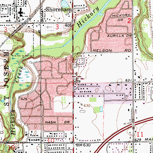 Topographic Map of New Life Baptist Church, MI