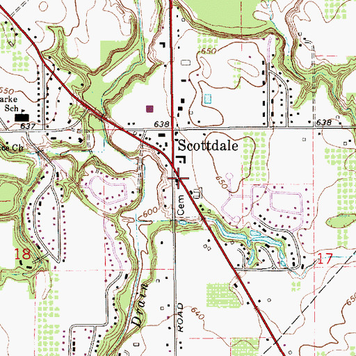 Topographic Map of Scottdale United Methodist Church, MI