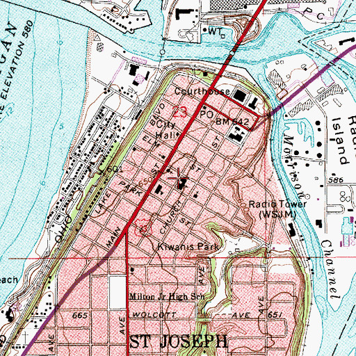 Topographic Map of Trinity Lutheran School, MI