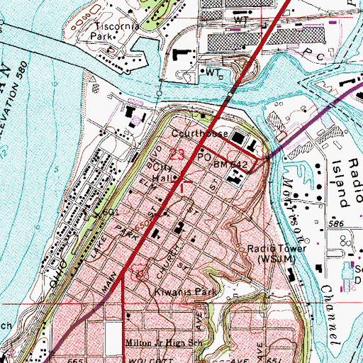 Topographic Map of Saint Joseph Police Department, MI