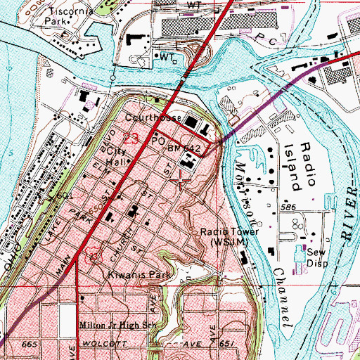Topographic Map of Saint Joseph City Fire Department, MI