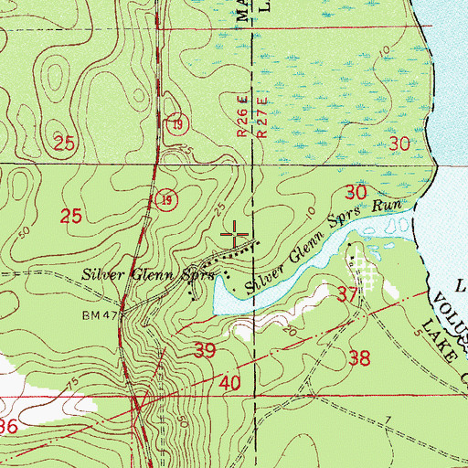 Topographic Map of Silver Glen Springs Recreation Area, FL