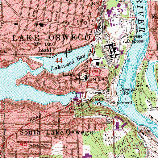 Topographic Map of Lakewood Theatre Company, OR