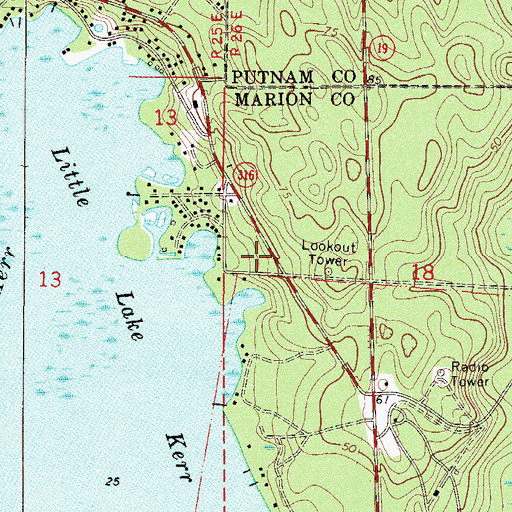 Topographic Map of Marion County Fire Rescue Station 15 Salt Springs, FL