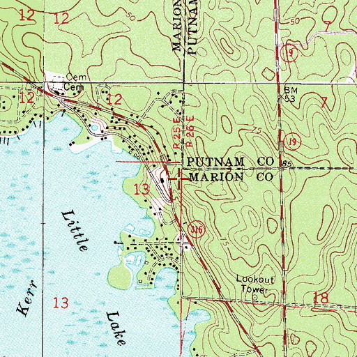 Topographic Map of Salt Springs Electric Substation, FL