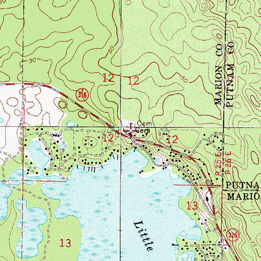 Topographic Map of Memorial Gardens, FL