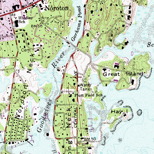Topographic Map of Darien Census Designated Place, CT