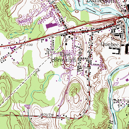 Topographic Map of East Brooklyn Census Designated Place, CT
