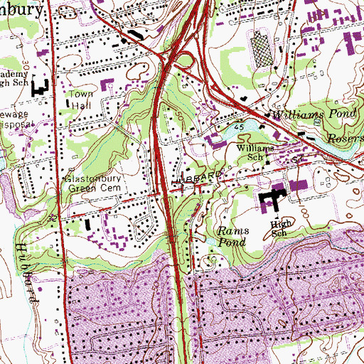 Topographic Map of Glastonbury Center Census Designated Place, CT