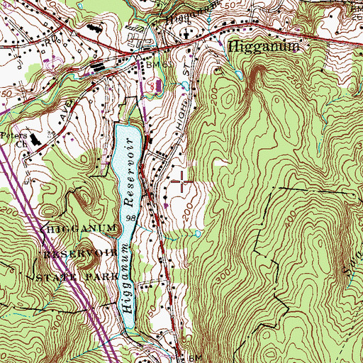 Topographic Map of Higganum Census Designated Place, CT