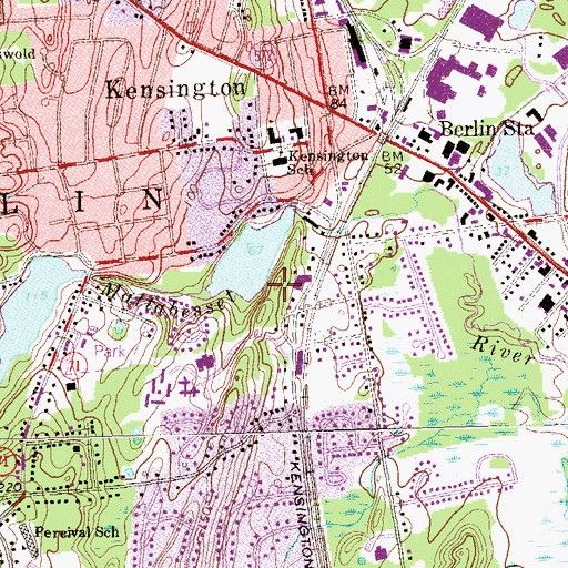 Topographic Map of Kensington Census Designated Place, CT