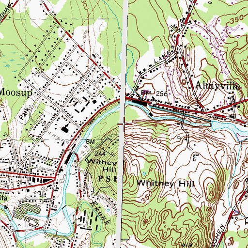 Topographic Map of Moosup Census Designated Place, CT
