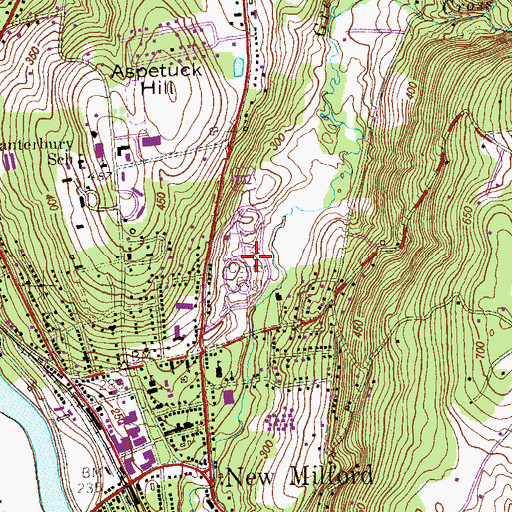 Topographic Map of New Milford Census Designated Place, CT