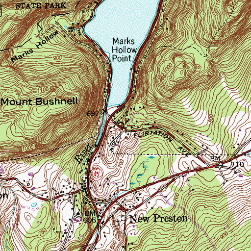 Topographic Map of New Preston Census Designated Place, CT