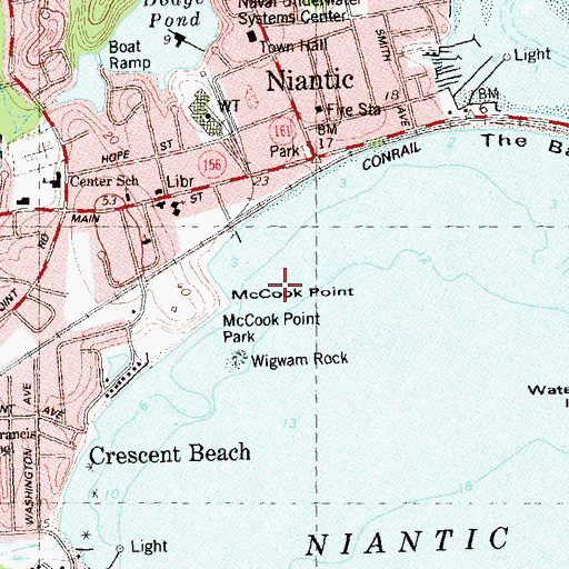 Topographic Map of Niantic Census Designated Place, CT