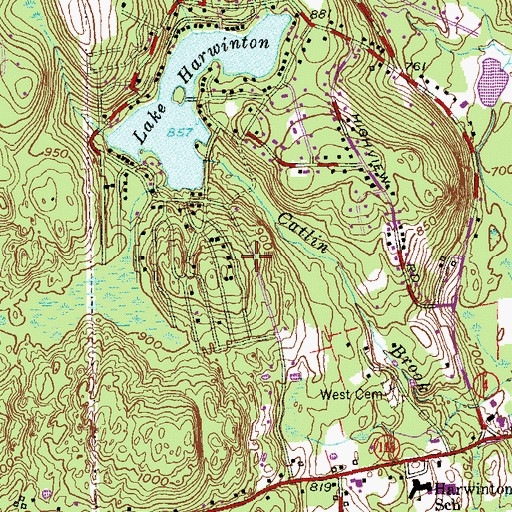 Topographic Map of Northwest Harwinton Census Designated Place, CT