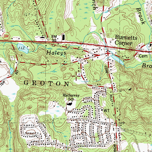 Topographic Map of Old Mystic Census Designated Place, CT
