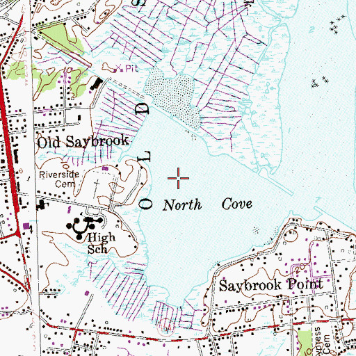 Topographic Map of Old Saybrook Center Census Designated Place, CT