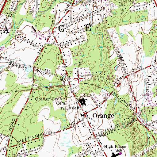 Topographic Map of Orange Census Designated Place, CT
