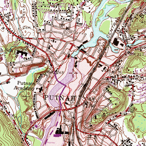 Topographic Map of Putnam Census Designated Place, CT