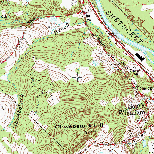Topographic Map of South Windham Census Designated Place, CT