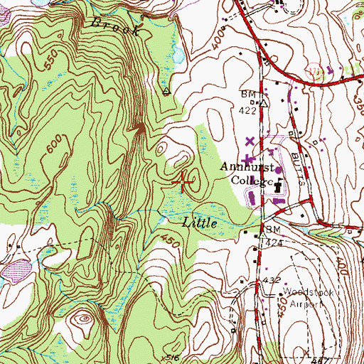 Topographic Map of South Woodstock Census Designated Place, CT