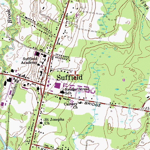 Topographic Map of Suffield Depot Census Designated Place, CT