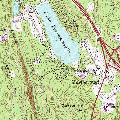 Topographic Map of Terramuggus Census Designated Place, CT