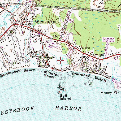 Topographic Map of Westbrook Center Census Designated Place, CT