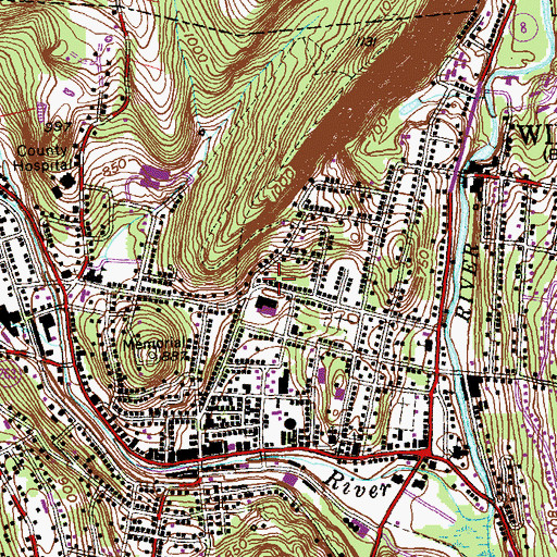 Topographic Map of Winsted Census Designated Place, CT