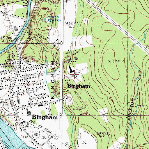 Topographic Map of Bingham Census Designated Place, ME