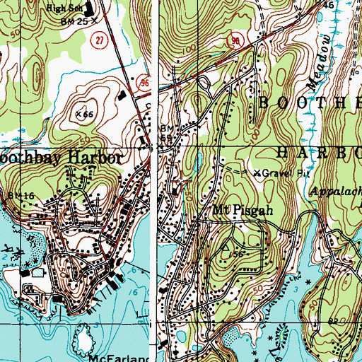Topographic Map of Boothbay Harbor Census Designated Place, ME
