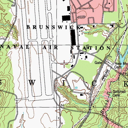 Topographic Map of Brunswick Station Census Designated Place, ME