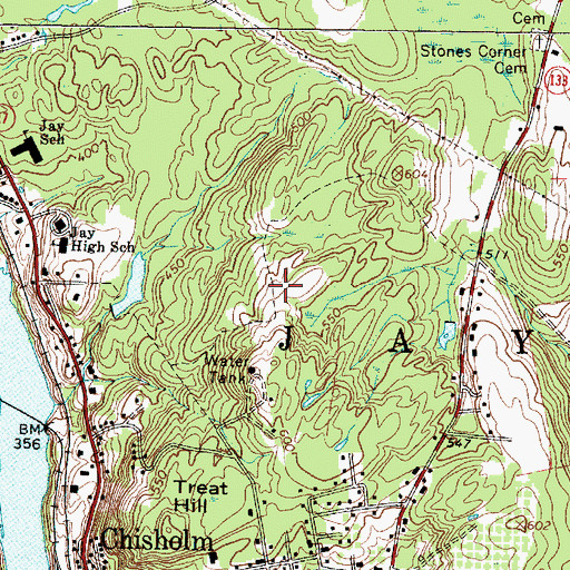 Topographic Map of Chisholm Census Designated Place, ME