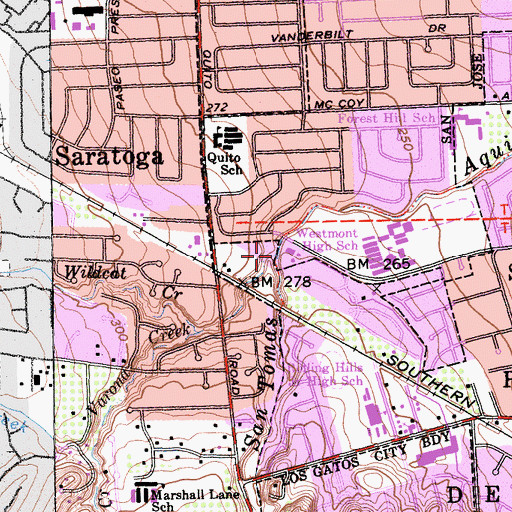 Topographic Map of Wildcat Creek, CA