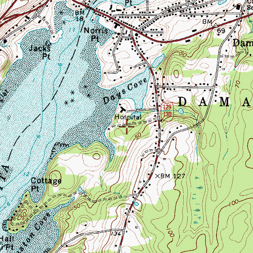 Topographic Map of Damariscotta-Newcastle Census Designated Place (historical), ME