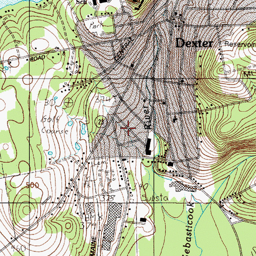 Topographic Map of Dexter Census Designated Place, ME