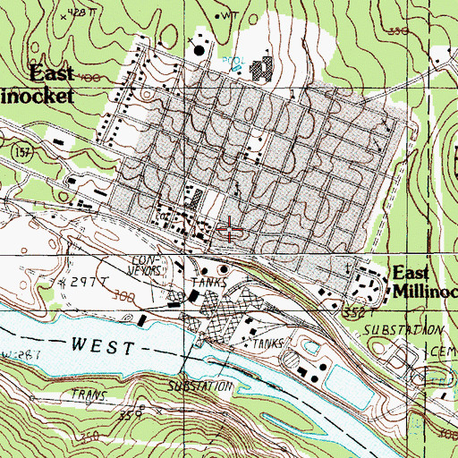 Topographic Map of East Millinocket Census Designated Place, ME