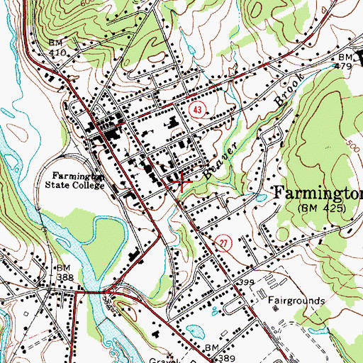 Topographic Map of Farmington Census Designated Place, ME