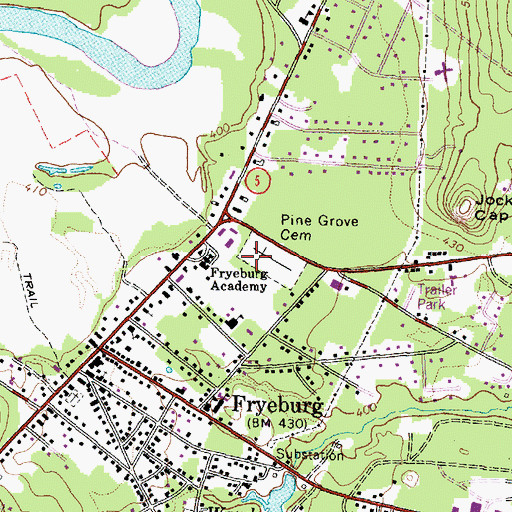 Topographic Map of Fryeburg Census Designated Place, ME