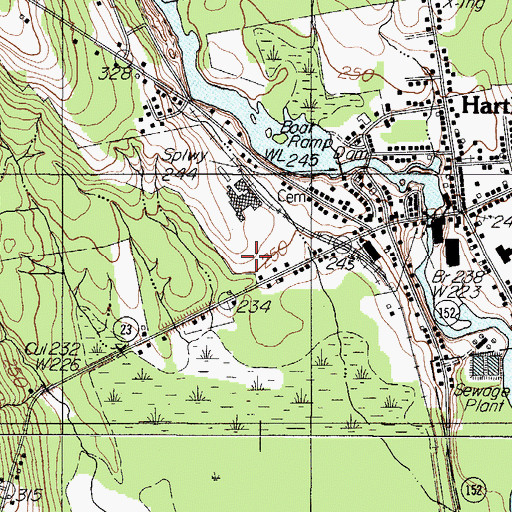 Topographic Map of Hartland Census Designated Place, ME