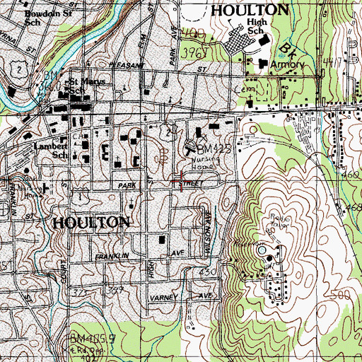 Topographic Map of Houlton Census Designated Place, ME