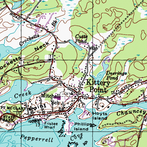 Topographic Map of Kittery Point Census Designated Place, ME
