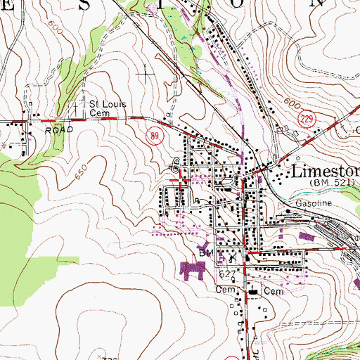 Topographic Map of Limestone Census Designated Place, ME