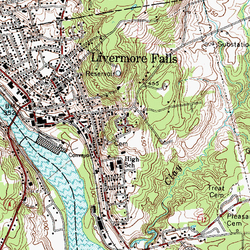 Topographic Map of Livermore Falls Census Designated Place, ME