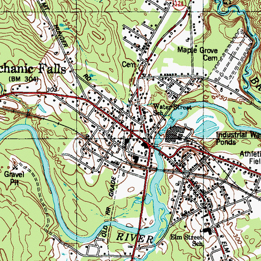 Topographic Map of Mechanic Falls Census Designated Place, ME
