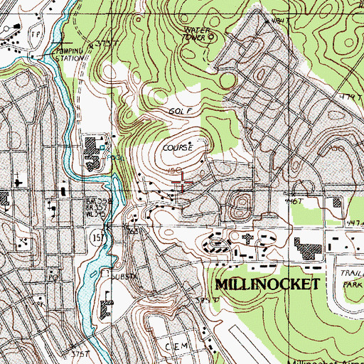 Topographic Map of Millinocket Census Designated Place, ME