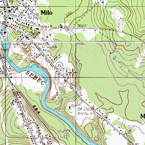 Topographic Map of Milo Census Designated Place, ME