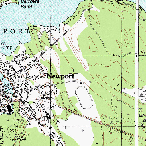 Topographic Map of Newport Census Designated Place, ME