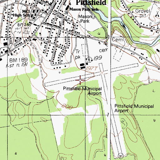 Topographic Map of Pittsfield Census Designated Place, ME